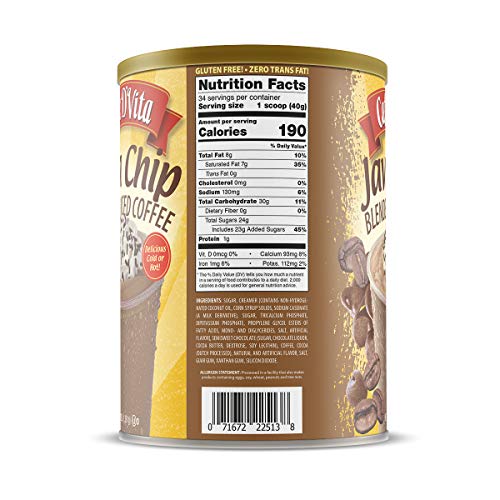 Caffe D’Vita Java Chip Latte Blended Ice Coffee 3 lb. (48 oz.) can