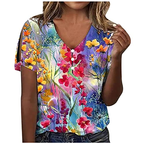 Marble Print V Neck T-Shirt for Women