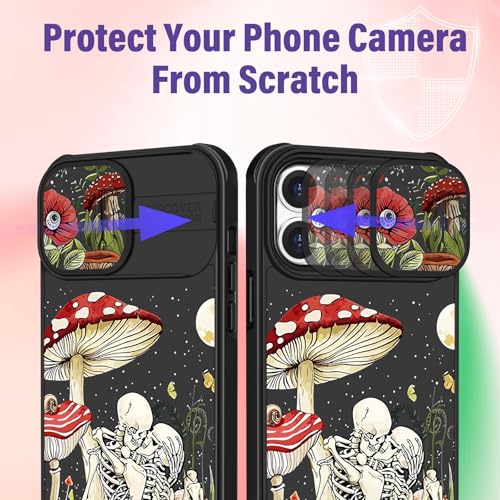 Image of Funermei (2in1 for iPhone 12 Case /iPhone 12 Pro Case for Women Cute Girls Skull Phone Cover Skeleton Goth Fun Spooky Horror Scary Design with Camera Cover Funda for Apple for iPhone 12 /12 Pro Case