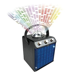 SCHWAIGER -661675- Bluetooth Speaker | Party Speaker | Disco Light | Disco Ball | Karaoke | Stereo | 30W | Houten Kast | FM Radio | AUX | USB | Micro-SD Memory Card | Draagbaar | Lederbandje