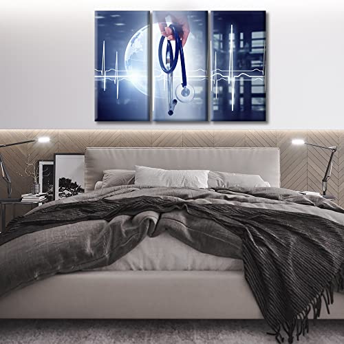 Image of TUMOVO Modern Medicine Concept Poster Wall Art for Living Room 3 Piece Clinical Laboratory Wall Art Modern Artwork Canvas Wall Art Posters and Prints Framed Ready to Hang, 60 inch Wx40 H