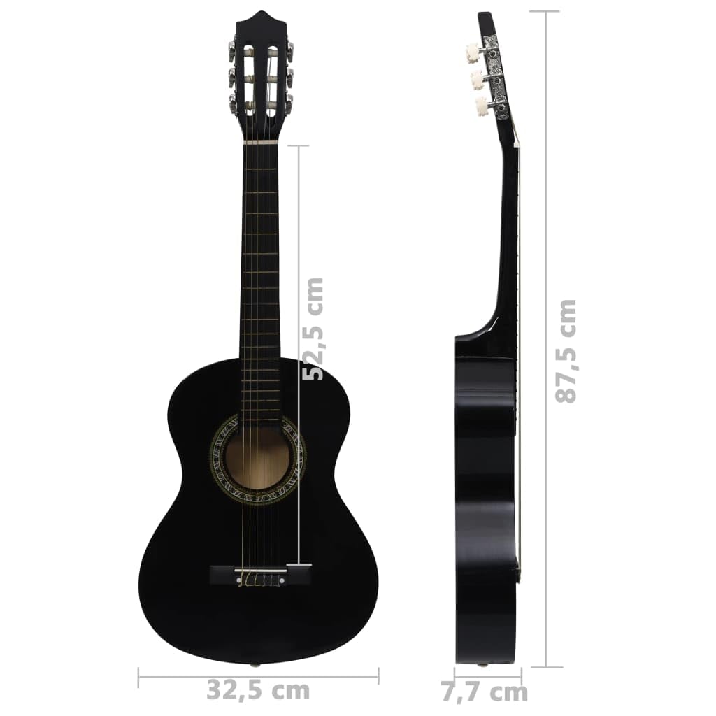 Klassische Gitarre für Kinder und Amateure Schwarz 1/2 34" Kindergitarre Holzgitarre Kinder Klassische Gitarre Erwachsene Gitarre Anfänger Klassische Gitarre 32.5x7.7x87.5cm