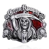 XGALA Cool Red Grim Reaper Skull Skeleton Punisher Belt Buckle Cowboy Ghost Gothic