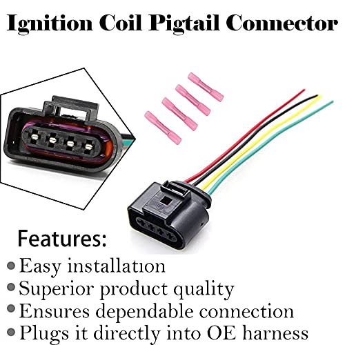4 Pack Vw Ignition Coil Harness for Volkswagen Vw Passat Audi A4 1.8T, 2.0T, 2.5