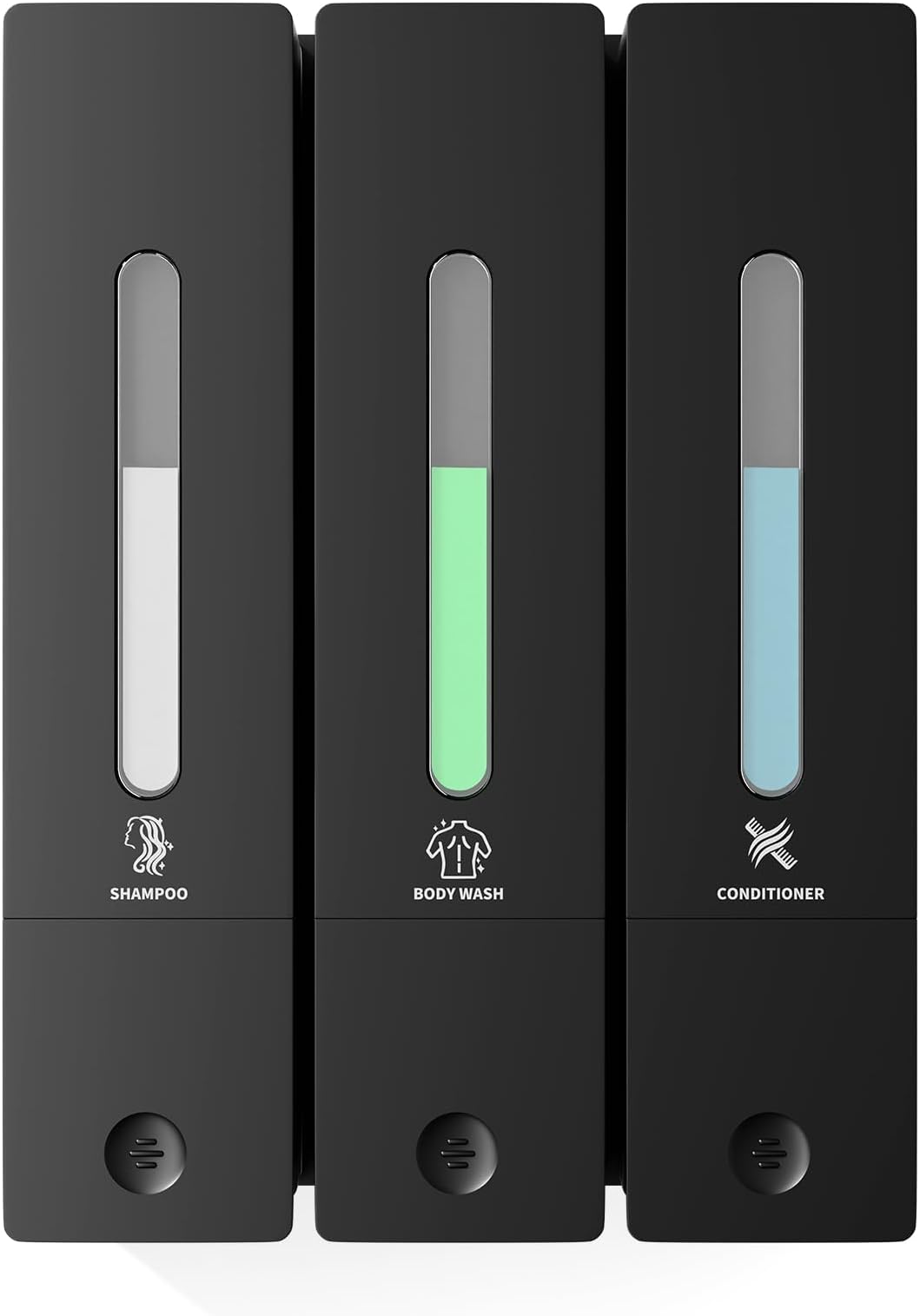 Shampoo and Conditioner Dispenser - Wall-Mounted 3-Chamber Shower Soap Dispenser, No-Drill, 1200ML Capacity, for Bathroom & Hotel