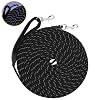 HAPPY HACHI Sleeplijn gevlochten hondenriem lang touw nylon riem Recall trainingslijn voor huisdier ideaal voor tracking/camping/achtertuin/wandelen / spelen in de open lucht (M, zwart)