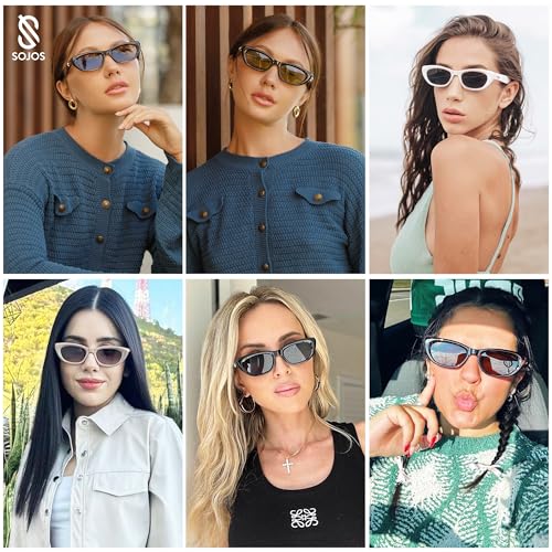 SOJOS Trendy Polarized Narrow Cat Eye Sunglasses for Women Retro Cute Womens Shades SJ22843