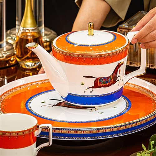 Ensemble de théière et de tasse à thé en céramique dorée pour service à eau