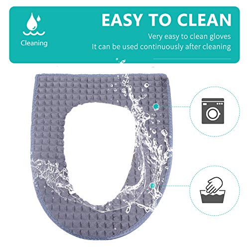 FARUTA 1 x Badezimmer-WC-Sitzpolster WC-Sitzkissen mit Reißverschluss-Wärmer, weicher WC-Sitzbezug, rund, länglich, waschbar und bequem Bezug-Pads (Farbe: grau) – Bild 5