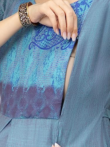 Image of CEE 18 Cotton Rayon A-Line Flared Maternity Feeding Kurti for Women with Zippers | Maxi Gown Dress for Women | Breastfeeding Dress for Mothers | Feeding Kurti for Women | Maternity Wear for Women