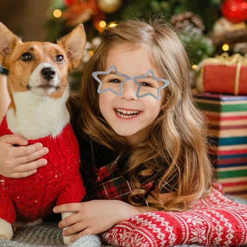 NUOBESTY Star Shaped Sunglasses Rimless Sun Glasses Transparent Candy Color Glasses for Party Favors Photo Booth Props(Silver)4