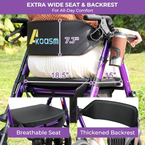 Image of Extra Wide Walkers for Seniors with Seat, Rollator Wheelchair Combo 450 lbs