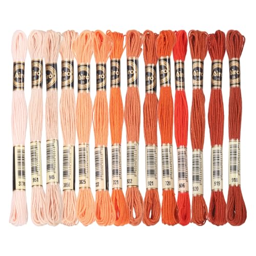 Image of PATIKIL 14 Skeins Embroidery Floss, Polyester Embroidery Threads Bracelets String for Cross-Stitch Hand Embroidery, Multicolored Bright Red