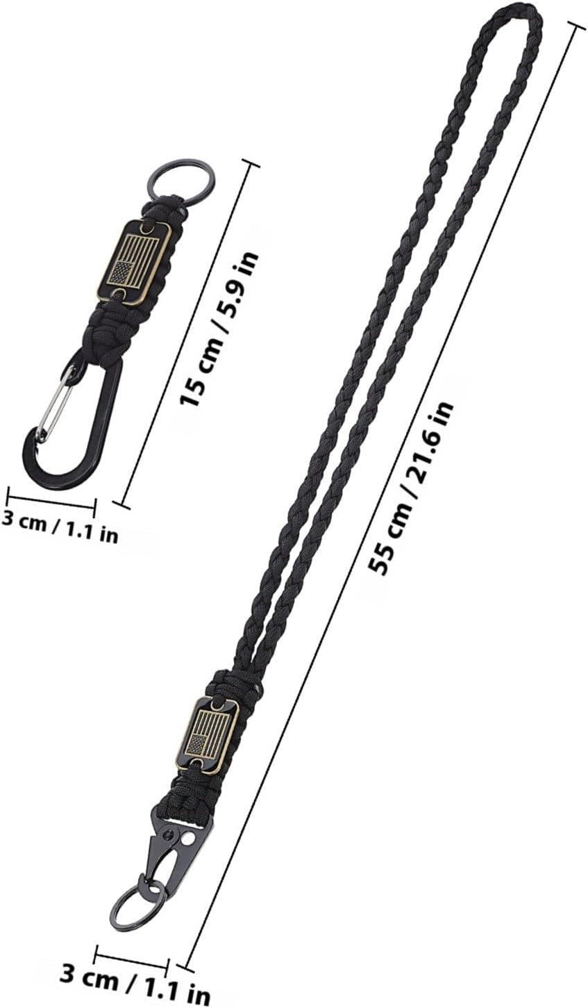 GANAZONO Braided Synthetic Fiber Neck Lanyard with Clip Lightweight Mobile Phone Holder Keychain for Outdoor Use Stylish Dark Cord Badge Holder