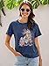 LOTUCY Cat Shirts for Women Cut Cat Floral Printed Shirts Mothers Day T-Shirt Casual Short Sleeve Tops Dark Blue, Large