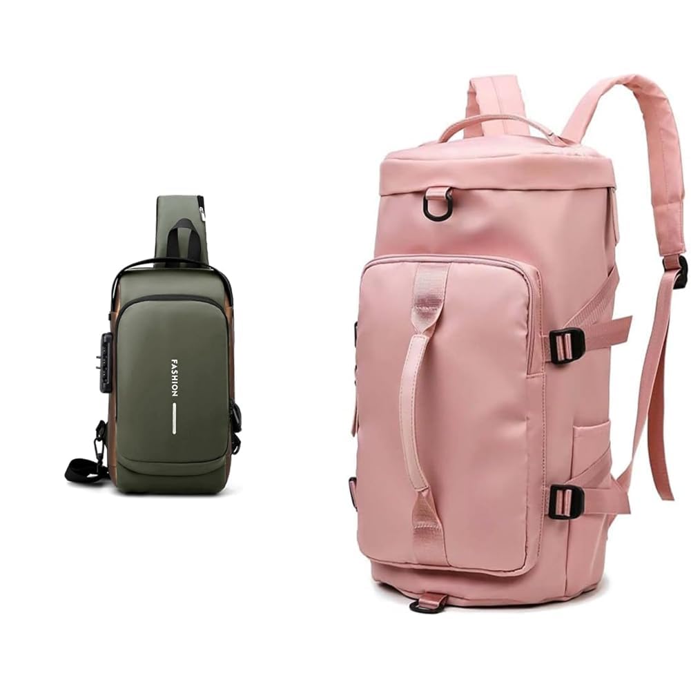 tekcool Sling Bag for Men Stylish Crossbody Backpack for Men & Women, Anti-Theft Chest Bag with + 44L Polyester Gym Duffel Shoulder Bag for Women Men for Sports, Waterproof Dufflebag with-picture-57