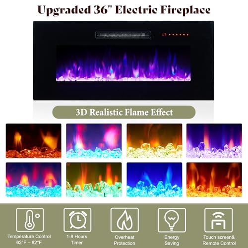 Image of AMERLIFE 70 inch Fireplace TV Stand with 36 inch Electric Fireplace