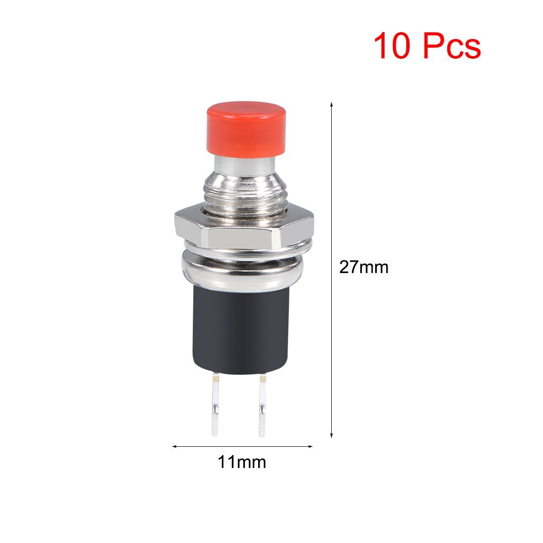 Bouton poussoir momentané rouge, 7mm, 10 pièces, bouton rond plat SPST NO Interrupteur électrique