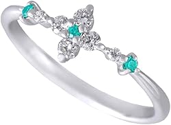 ブルートルマリン 3石 フラワーリング