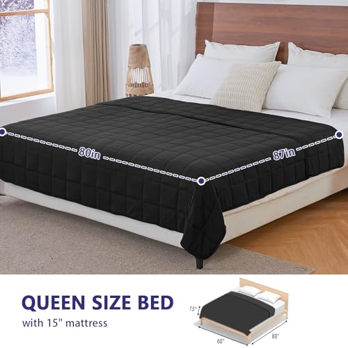 Image of King Size Weighted Blanket for Adults (30 lbs, 80 inch x 87 inch, Black) Cooling Heavy Blanket for Sleeping Perfect for 290-310 lbs, Breathable Blanket for Adults & Couple All Season, Machine Washable