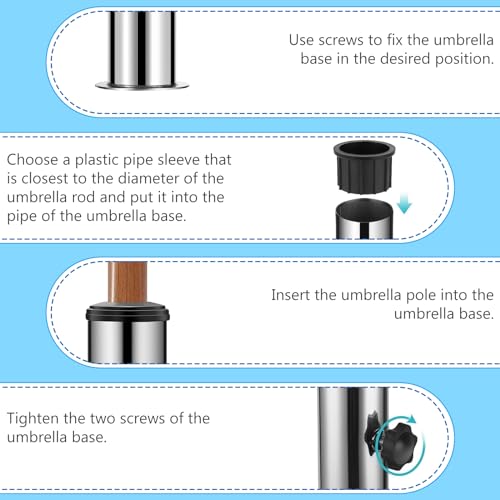 Universal-Standrohr Aus Edelstahl, Sonnenschirmständer, Universal Sonnenschirmstandrohr, Mit 3 Tlg Reduzierring(48/38/32 Mm) Sonnenschirm Hülse Stände Für Strand Erde Wiese Garten Freizeit Und Camping