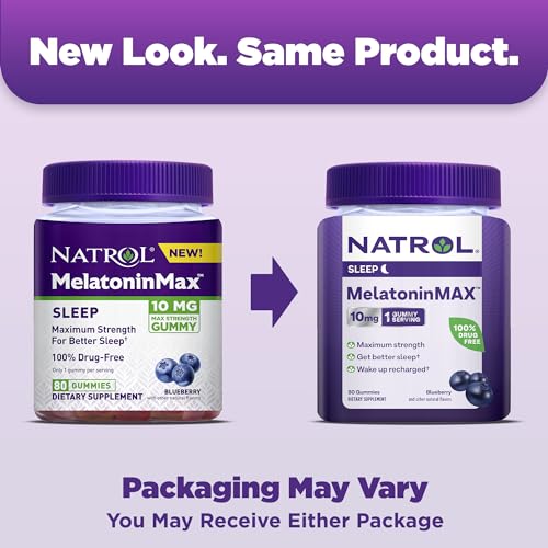 Image of Natrol MelatoninMax, Sleep Gummies for Adults, Blueberry Flavor, 10 mg, 80 Count, Up to an 80 Day Supply (Pack of 12)