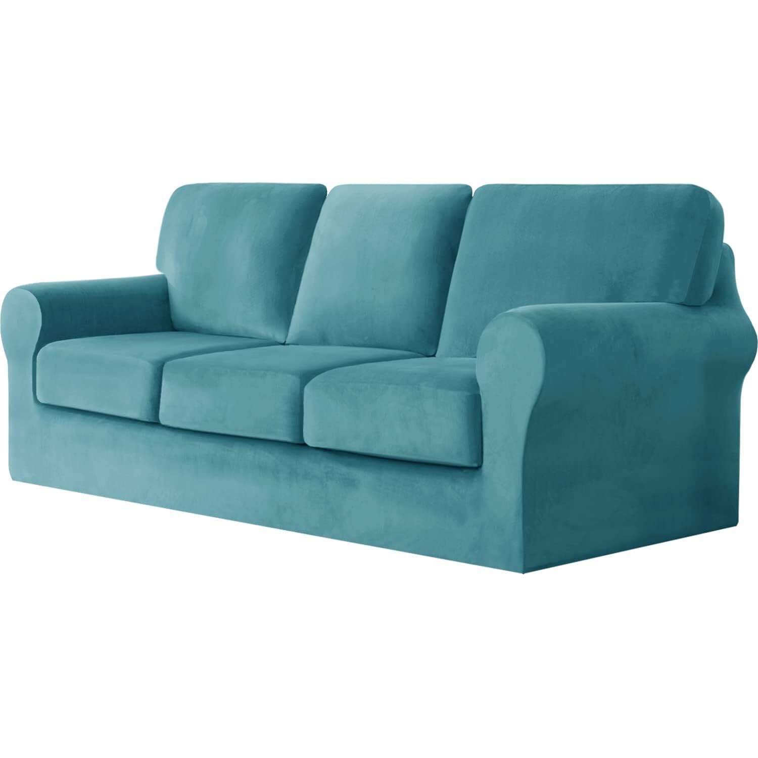 SDYdsgE sofa cover， Stretchy 2 Seater Sofa Cover with Separate Cushions and Backrest Covers Nero Fits 3 Posti(Blu Verde.)