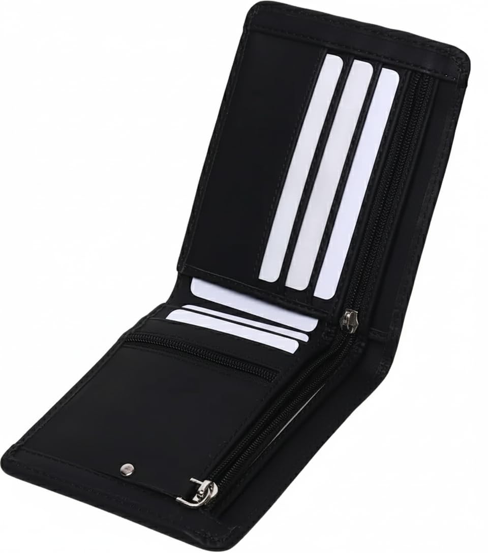 Textured Double Zip Wallet for Men (Black)-image-13
