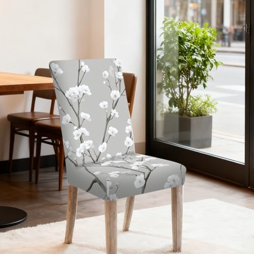 Image of Nuxovilar 4PCS White Plum Blossom Stretch Chair Covers 24x70in