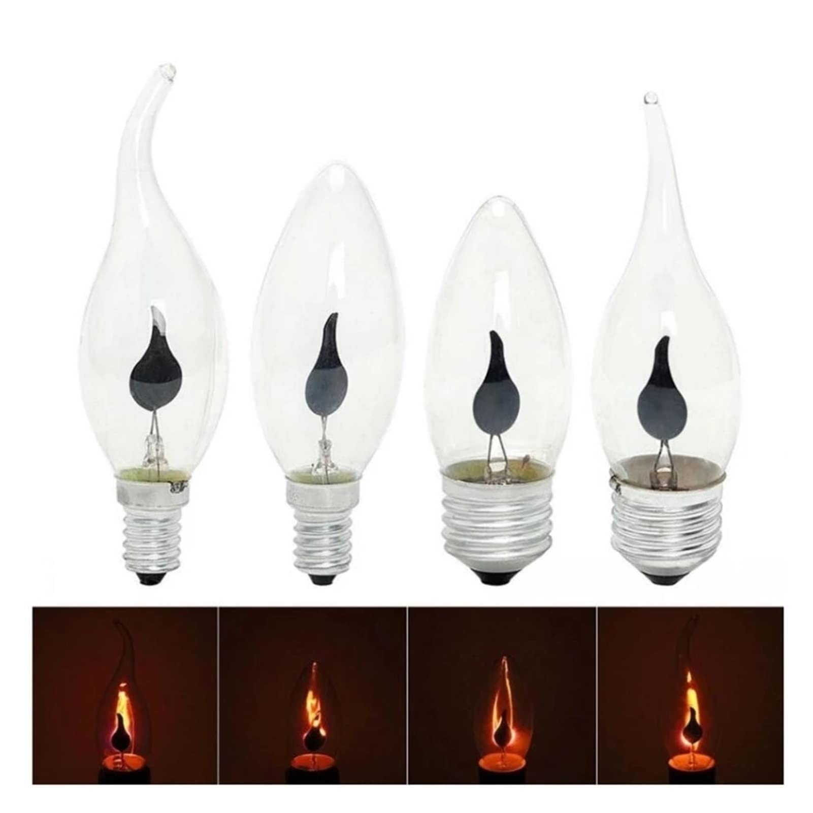 lampadine 6pcs / 10pcs AC220V Edison. PORTATO Lampadina della Candela E14 E27 LED. Lampada Effetto Fiamma 3W Home for Arredamento Illuminazione lampadine a Candela for ampolle(E27 Sharp,10 PCS)