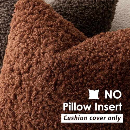 Image of Foindtower 2 Pieces 24x24 Inch Hazel Brown,Faux Fur Throw Pillow Cover Accent Sherpa Furry Pillow Covers Fuzzy Soft Pillowcases Cozy Sheepskin Decorative Fleece Cushion Case for Bed Couch Living Room