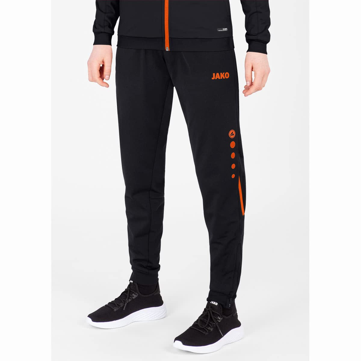 JAKO Women's Challenge Polyester Trousers, Black/neon Orange, 36 (EU) - Image 2