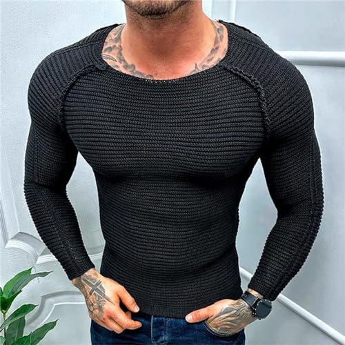 Mens Crew Neck Pullover Sweaters Casual Long Sleeve Slim Fit Solid Basic Fall Winter Jumpers Fashion Tops2