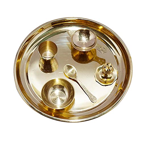 Best Puja Thali Sets: Stainless Steel vs Brass 25 Mangal Bhawan Handcrafted Brass Daily Pooja Thali, Aarti thali fo...