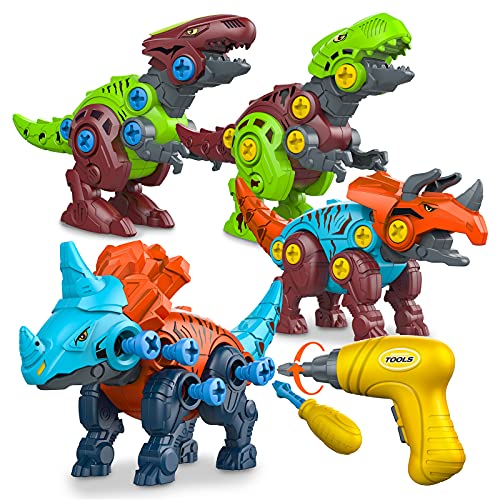 Dinosaur Toys for 3-7 Year Old Boys,Take Apart Dinosaur Toys for Kids 3-5,Building Toys for Boys Age 3-8,Stem Toys Construction Toys with Electric Drill for Kids,Bithday Gifts for 3-7 Year Old Boys
