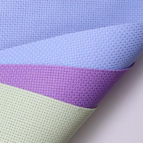 Image of KCS 3 pc of 15 inch x 18 inch(38cmx45cm) Counted Cross Stitch Cotton Aida Cloth Needlework Rolled Fabric Box,14CT,Light Green+Lavender+Light Blue