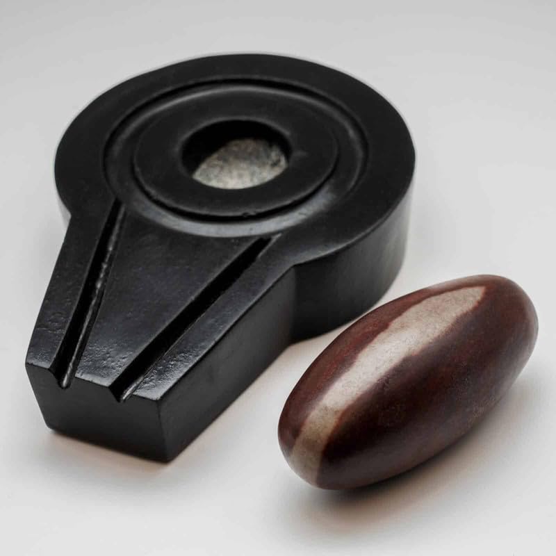 Image of PANDIT NM SHRIMALI Narmadeshwar Shivling with Jaldhari Stand for Shiv Pooja Energized Natural Narmada Stone with Jaldhara (Jaldhari: 5 inch, Narmadeshwara: 4 inch, Multicolour), Lord Shiva