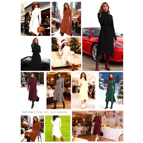 Women's Tie-Waist Turtleneck Sweater Dress - Image 5