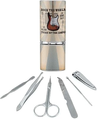 Rock The World Guitar Turn Up Amps Stainless Steel Manicure Pedicure Grooming Beauty Care Travel Kit