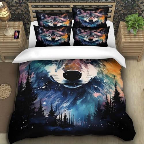 Parure de lit loup microfibre hypoallergique avec fermeture éclair
