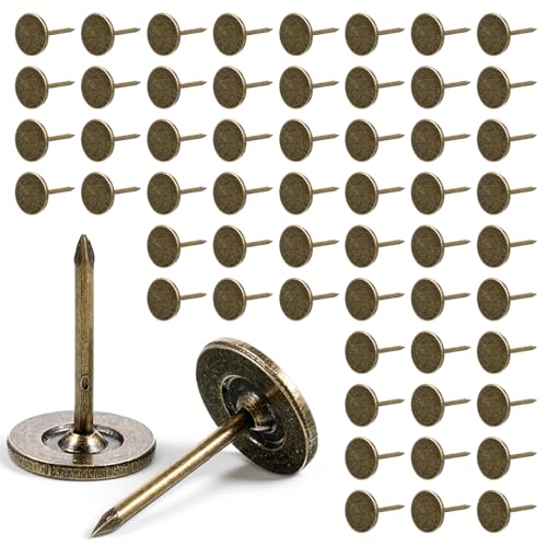 Tacks for Wood 100PCS 17MM Upholstery Thumb Tack for Wall Furniture Tack Long Thumb Tacks Upholstery-Tacks for Office Home Furniture Decor Fabric Wooden Photo Bronze