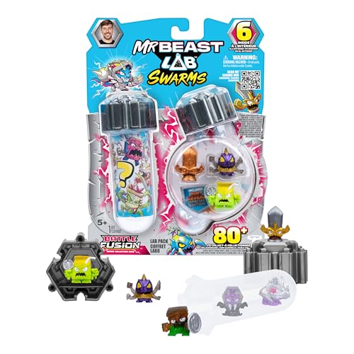 MrBeast Lab Swarms Battle Fusion-Serie über 80 einzigartige 2 5 cm große Swarms zum Sammeln Laborpackung mit 6 Mini-Monstern 6 Sammelstickern & 2 Fusions-Kapseln für Dein eigenes MrBeast Lab