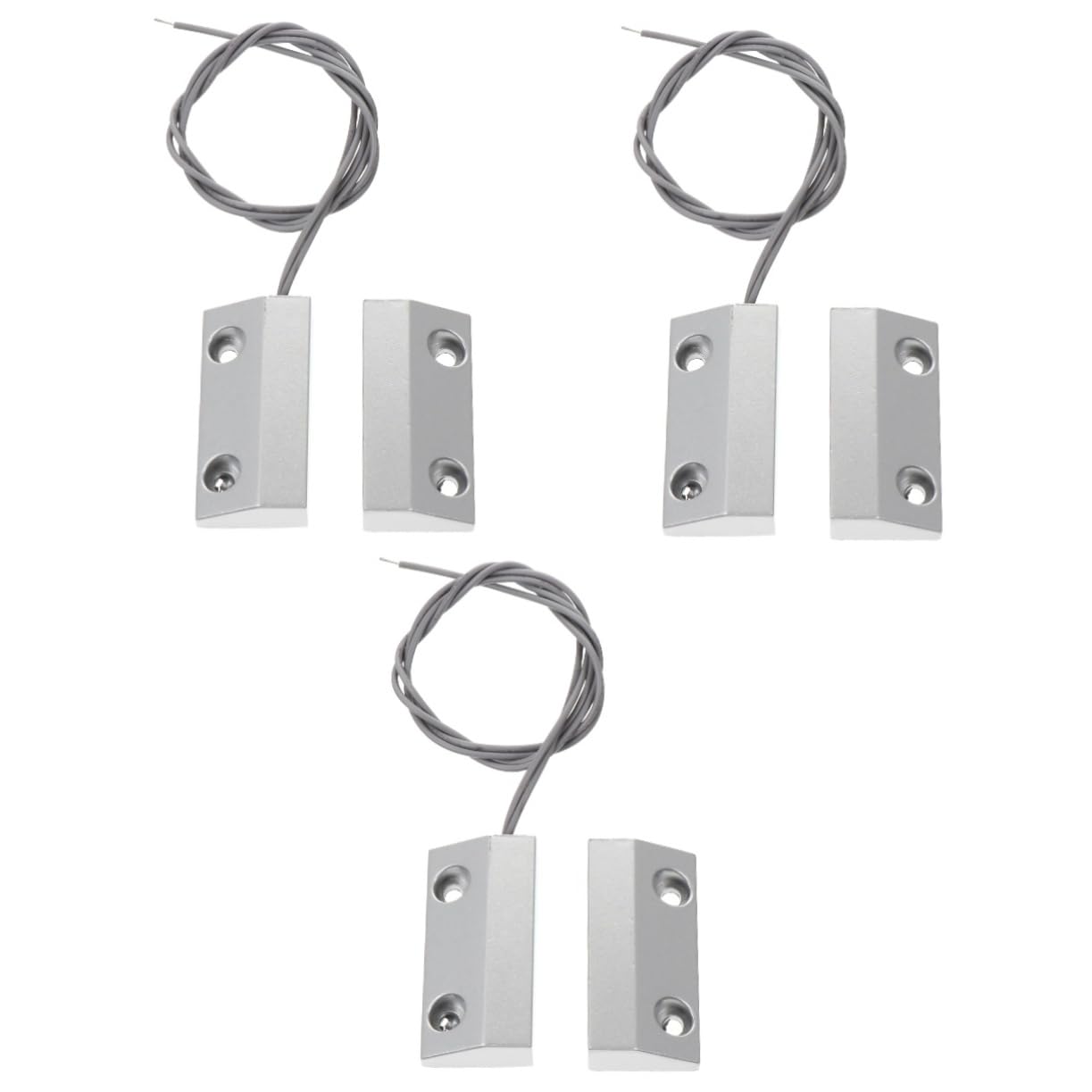 NUOBESTY 3 Ensembles Capteur Filaire Changer Portable Sécurité Sonnette De Porte Loquet De Porte Magnétique Pêne Dormant Bouchon Filet Aimant Filtrer Cloches Carillon Alliage De Zinc Silver