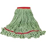 Rubbermaid Commercial Products Swinger Loop Mop, 5-Inch Headband, Large, Green, Heavy Duty Cotton/Synthetic Industrial Wet Mop for Floor Cleaning Office/School/Stadium/Lobby/Restaurant