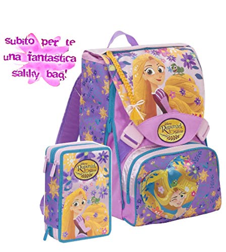 Mochila escolar Rapunzel extensible rosa 2020 2021   estuche 3 pisos   bolsa   regalo