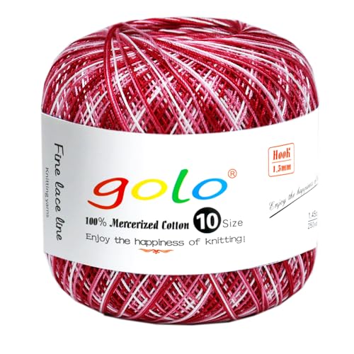 golo Crochet Thread Size10 Yarn for Hand Knitting Lace Thread Milkshake red-D145