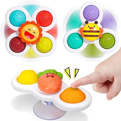 Image of 3 PCS Bath Suction Cup Fidget Spinner Sensory Bath Toys for Baby Rotating Suction Cup for Baby 6 12 18 Months Boy Birthday Gift Table /Window / (((Return Gift for Kids)))