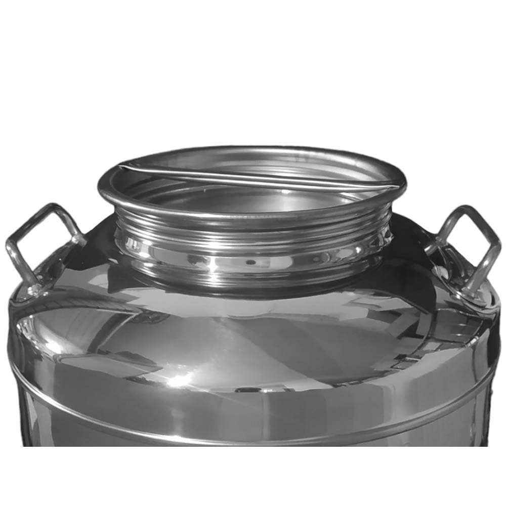 Fusto 50 Litri Tanica Contenitore per Olio Vino Latte Miele Acqua giara damigiana bidone in Acciaio Inox 18/10 predisposto per il rubinetto
