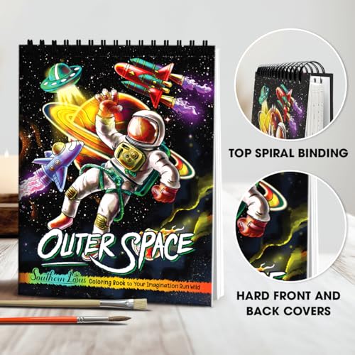 SOUTHERN LOTUS Livro de colorir adulto em espiral do espaço sideral - Liberte sua criatividade com d