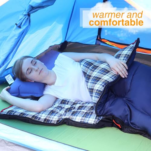 Bolsa de Dormir REDCAMP de Algodón y Franela para Adultos Grandes y Altos, 3-4 Estaciones, Acolchada para Clima Frío con Bolsa Compresora, Cálida y Cómoda para Camping, Senderismo y Caza miniatura 5